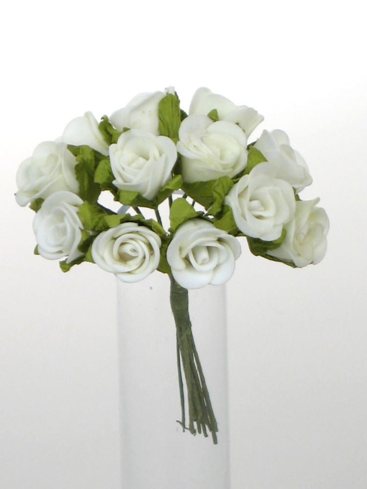 Miniroeschen-Bund 12-fach weiss L10cm 1301-01