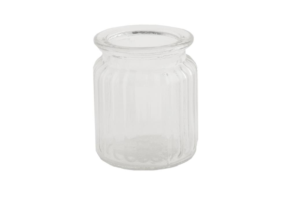 Glasvase gerippt 7.5x7.5x9cm 14217-205