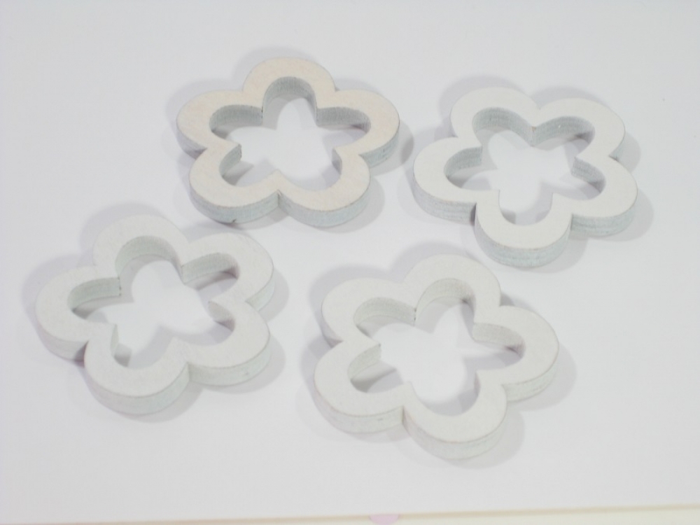 Holz-Blumen, offen weiss gewaschen, 6cm 22HIW02