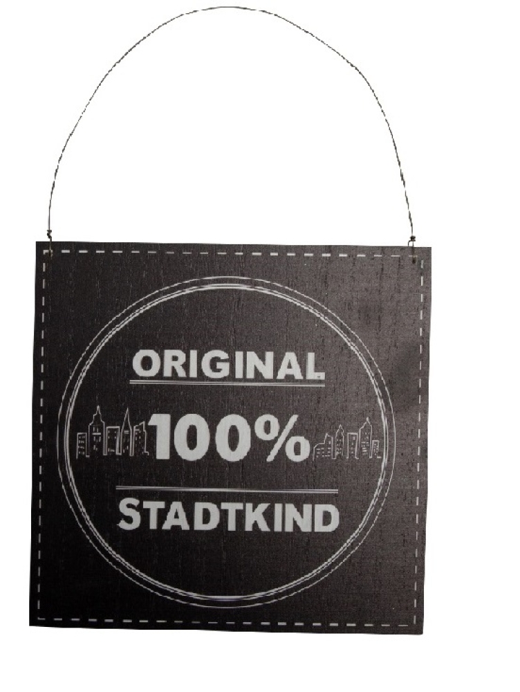 Holz-Tuerschild Original 100% Stadtkind schwarz, 37x23cm 31HOT02