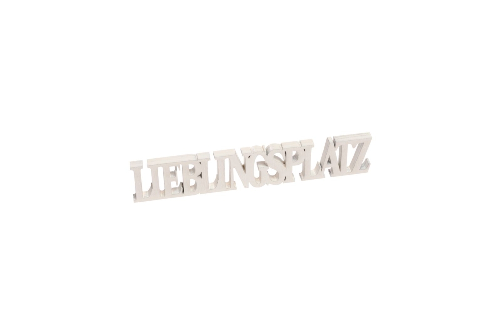 Holz-Schriftzug LIEBLINGSPLATZ weiss, 19x3,5x0,9cm 50HOW52