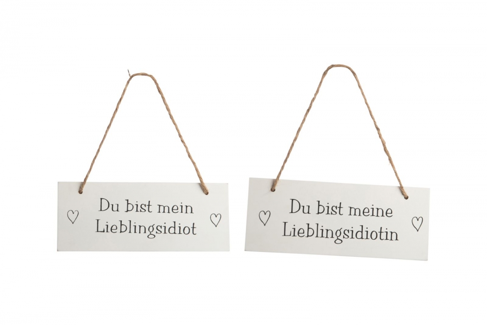 Holz-Tuerschild, 25x10cm sortiert 50KHW38