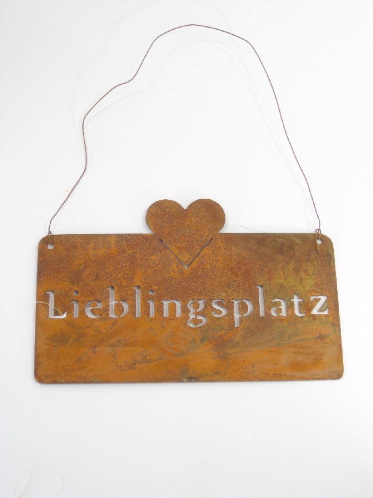 Schild Lieblingsplatz L25cm H15,5cm rost 616891-91