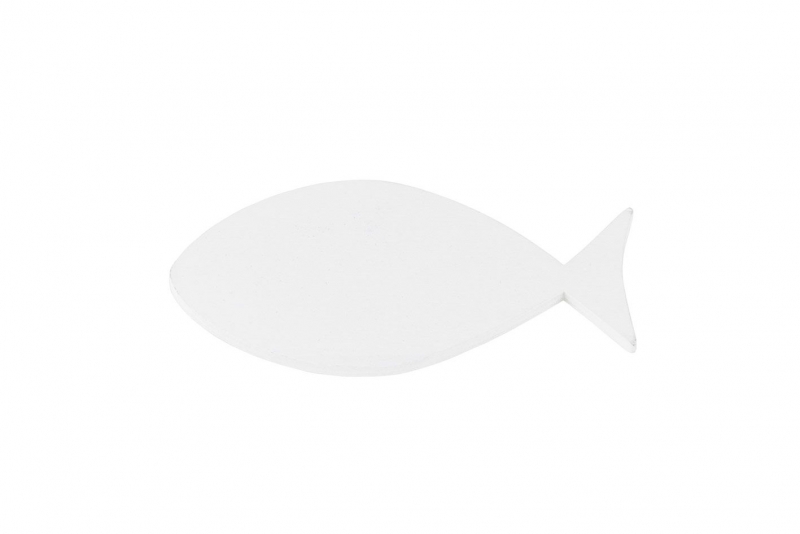 Holzfisch Tischdeko, weiss 13x6,5cm 12006176