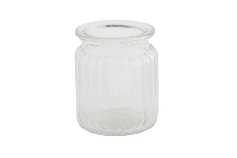 Glasvase gerippt 7.5x7.5x9cm 14217-205