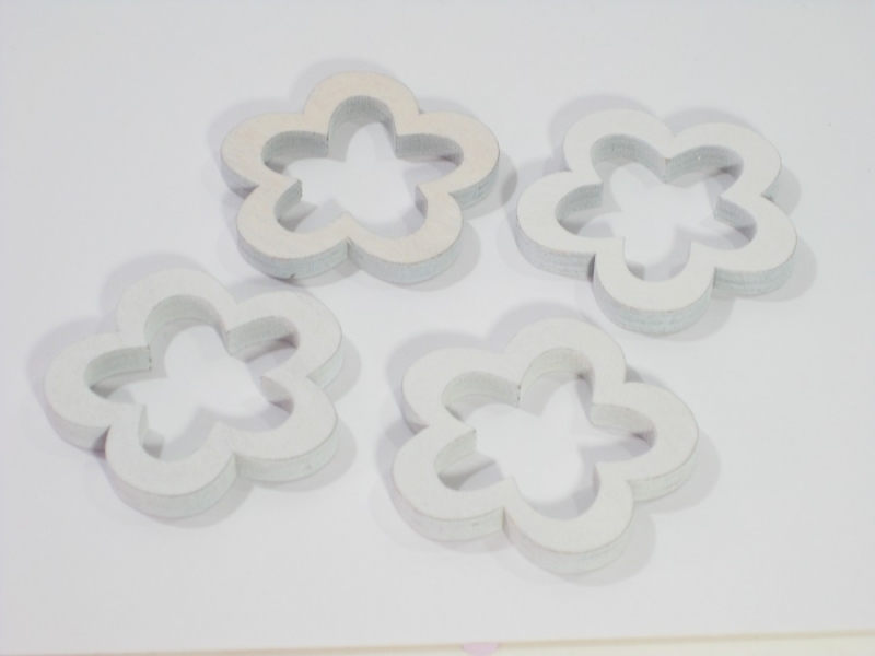 Holz-Blumen, offen weiss gewaschen, 6cm 22HIW02