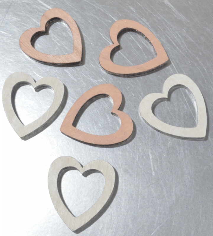 Holz-Herz D4,5cm offen rosa-weiss sort. 6 Stck.