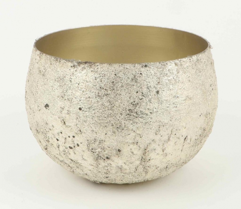 Windlichtschale-Metall H9cm D10cm champagner 810199-14